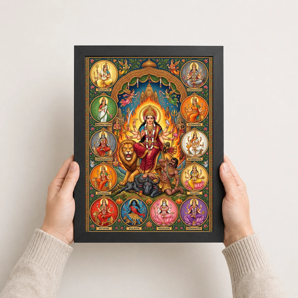 Durga Saptashati Navratri Nine Colors Sacred Art Photo Frame, view 4