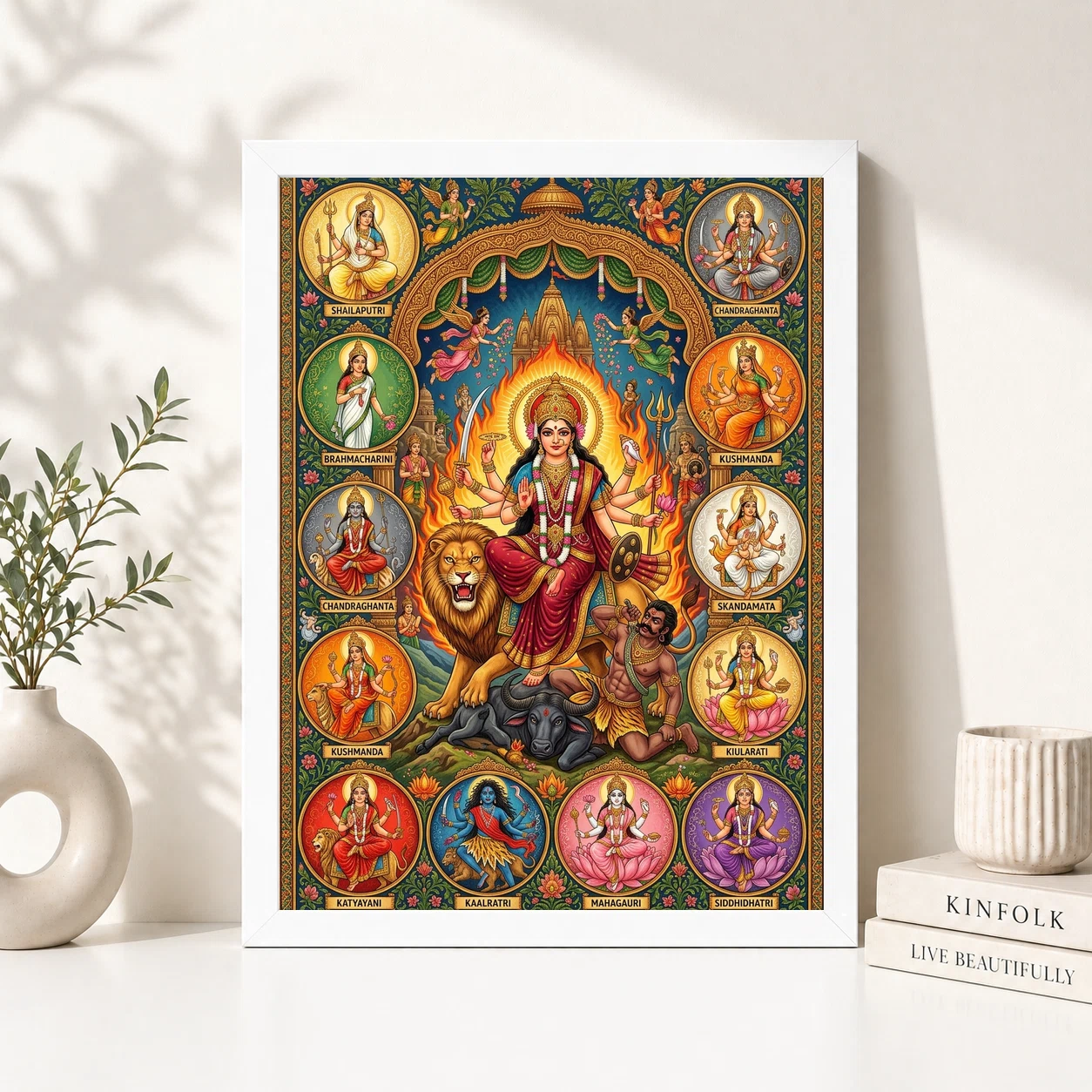 Durga Saptashati Navratri Nine Colors Sacred Art Photo Frame, view 5