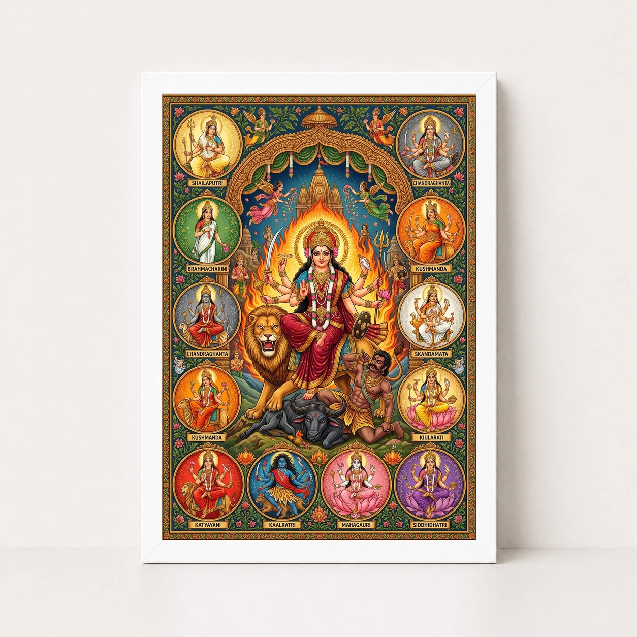 Durga Saptashati Navratri Nine Colors Sacred Art Photo Frame, view 6