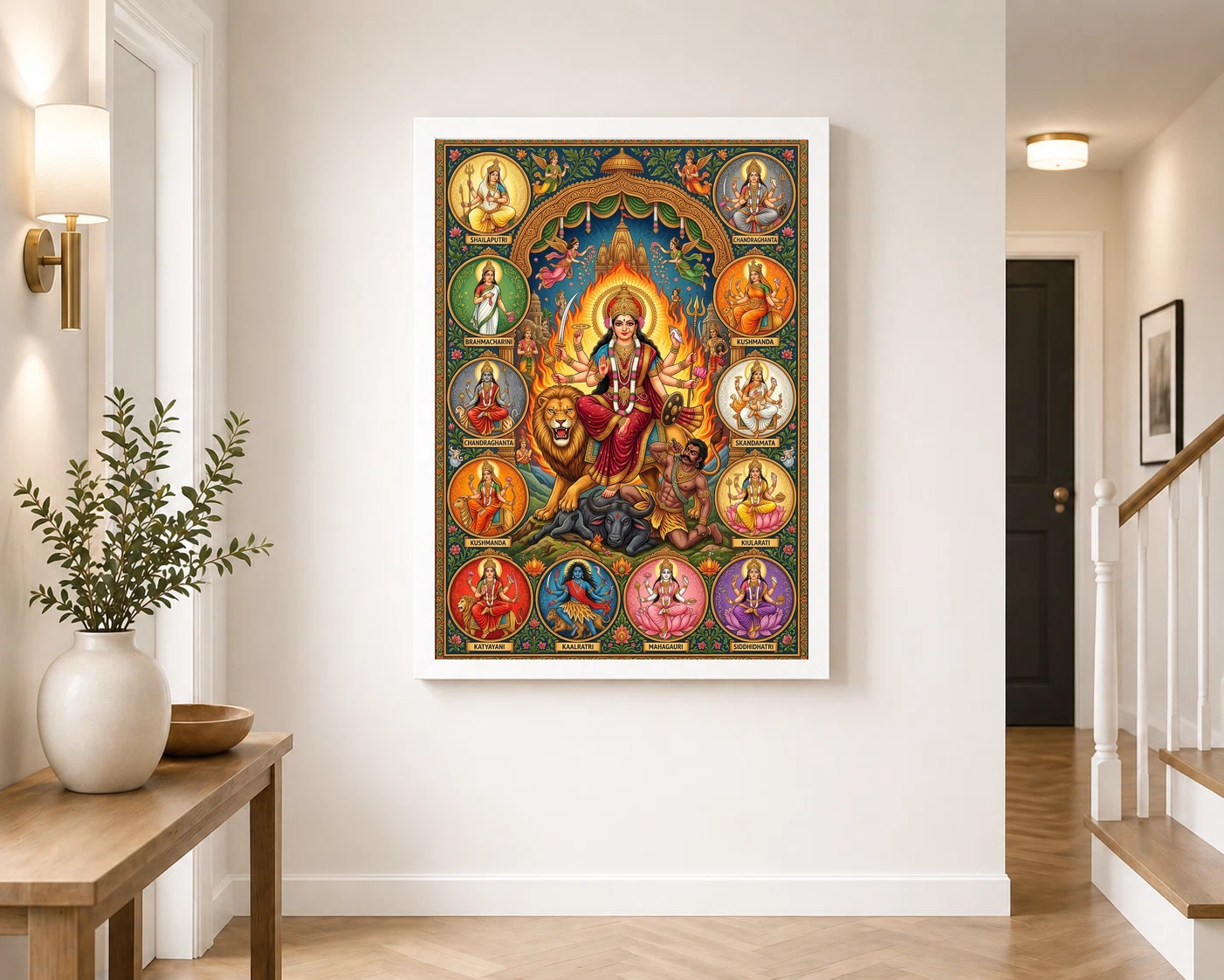 Durga Saptashati Navratri Nine Colors Sacred Art Photo Frame, view 7