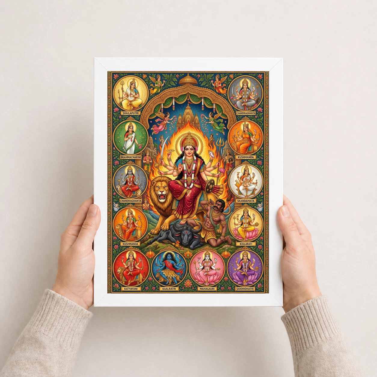 Durga Saptashati Navratri Nine Colors Sacred Art Photo Frame, view 8