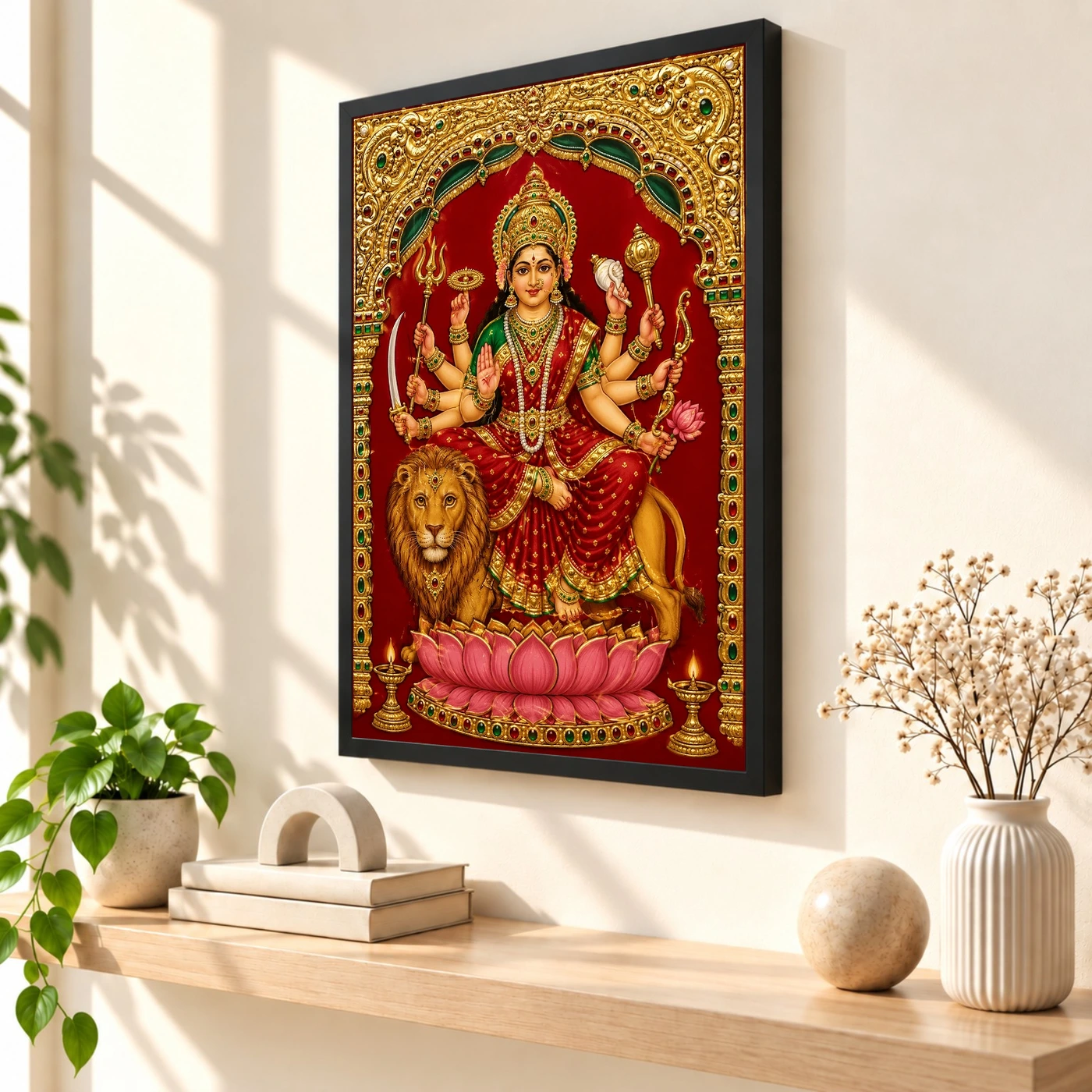 Durga — Tanjore Gold Traditional Art Frame, view 2