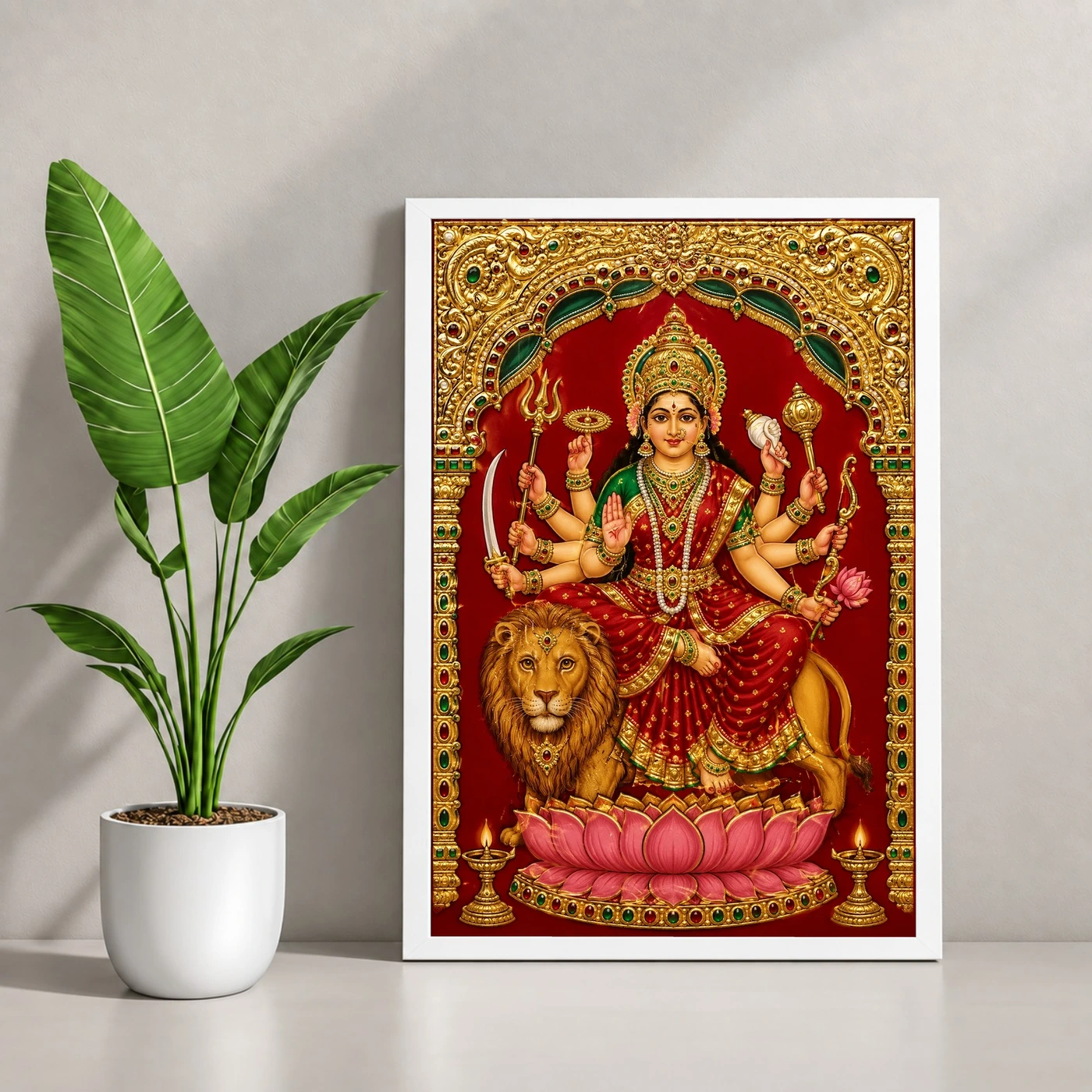 Durga — Tanjore Gold Traditional Art Frame, view 4