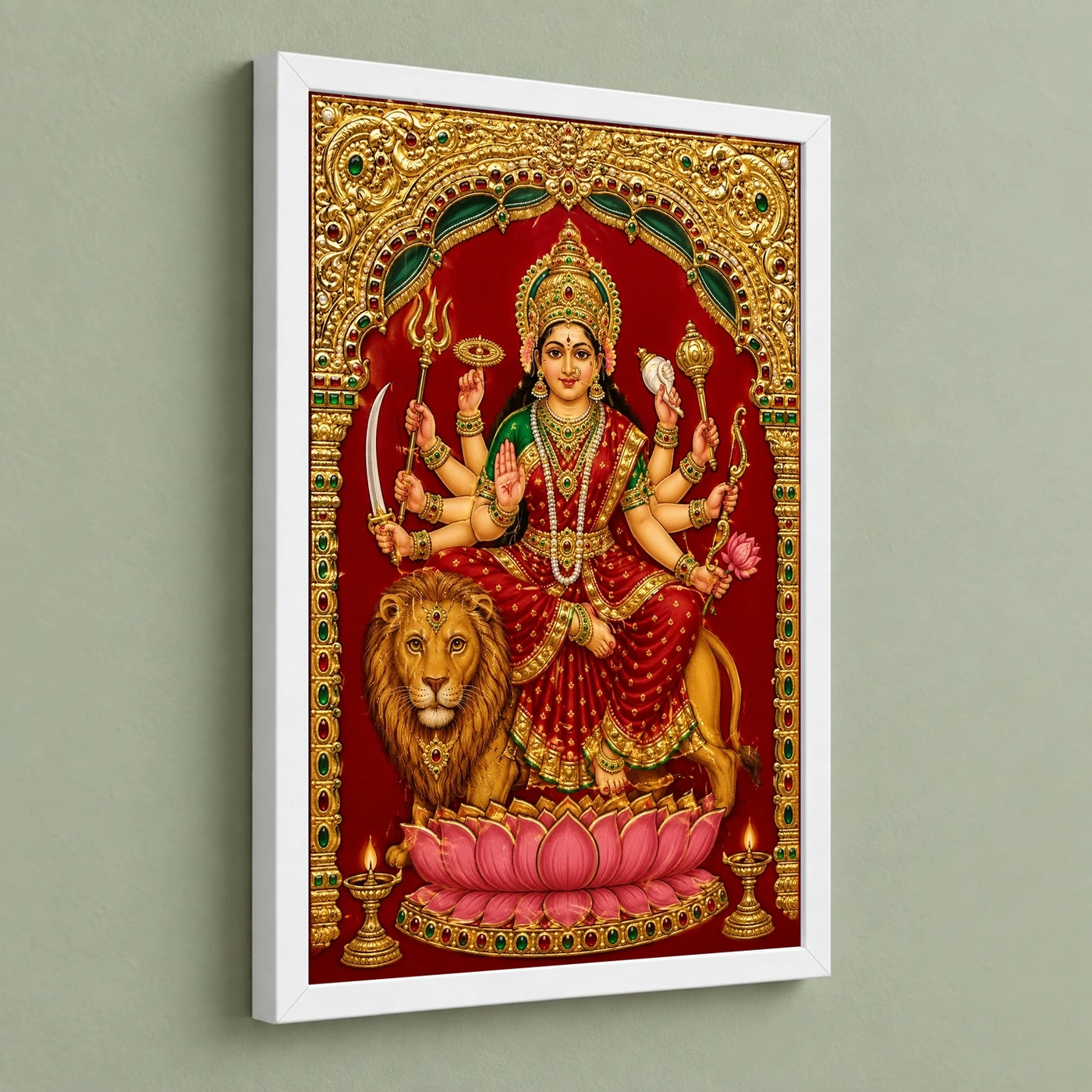 Durga — Tanjore Gold Traditional Art Frame, view 5