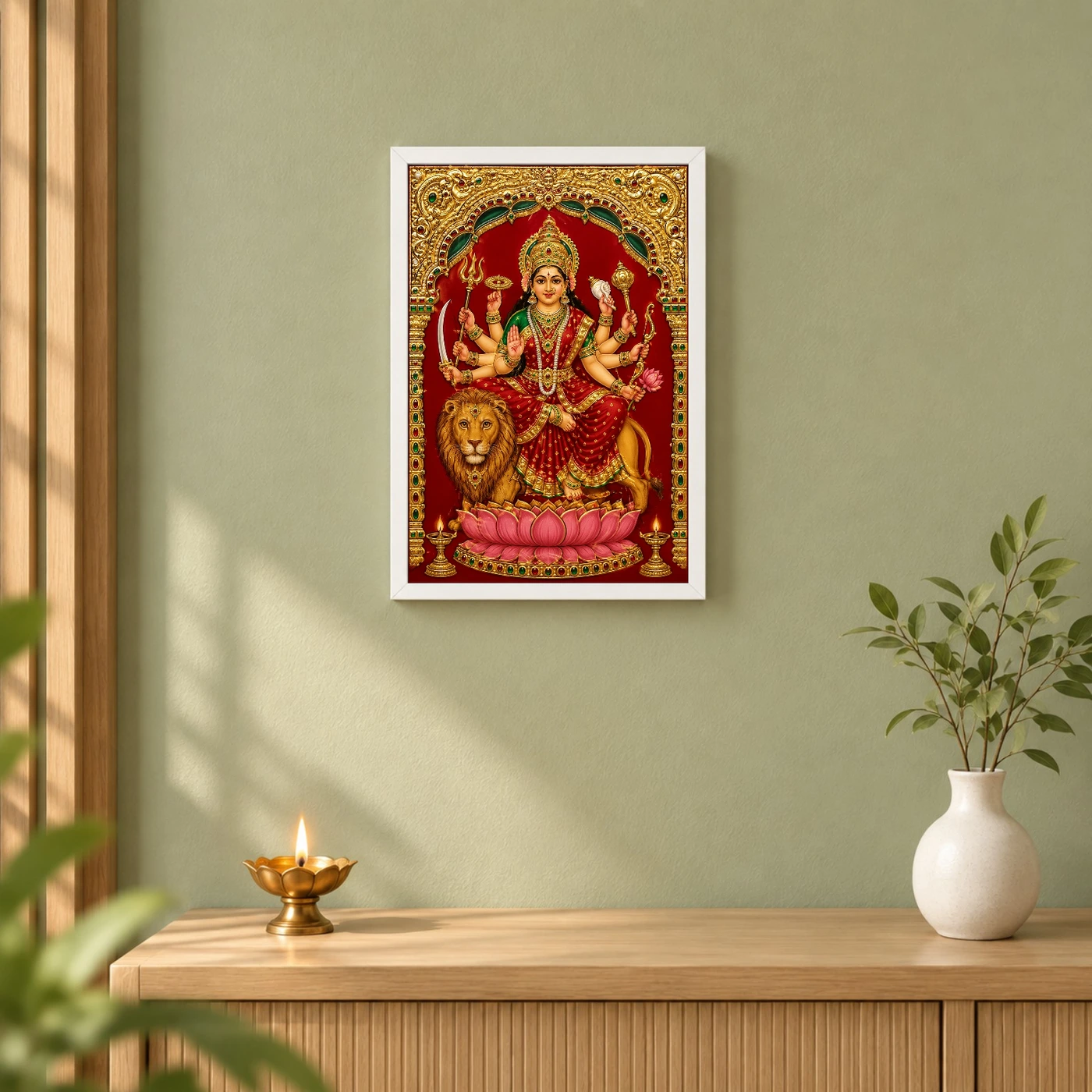 Durga — Tanjore Gold Traditional Art Frame, view 6