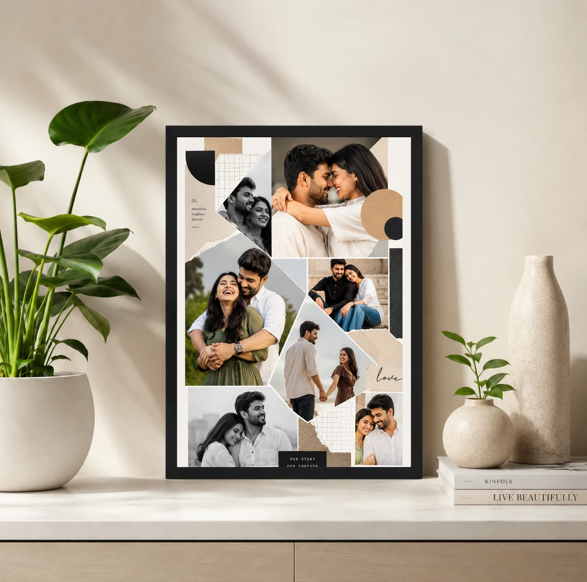 Editorial Moodboard Scrapbook Couple Photo Collage Frame, view 2