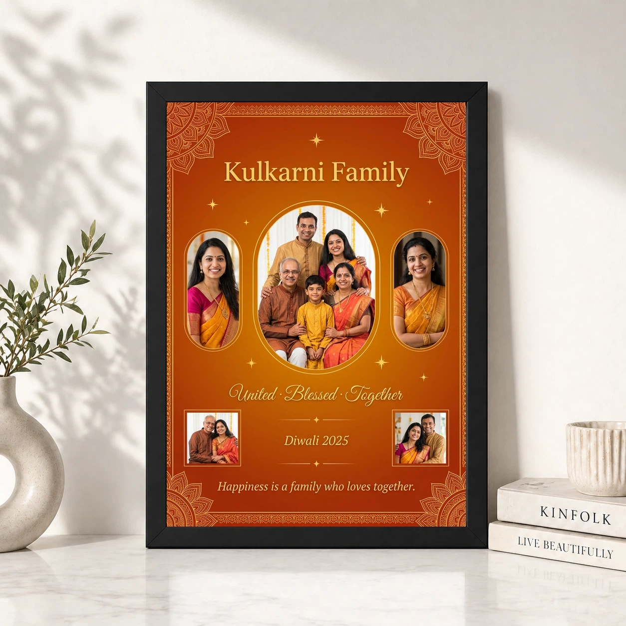 Family Frame Design Floral Warm Classic Home Decor Photo Frame, view 4