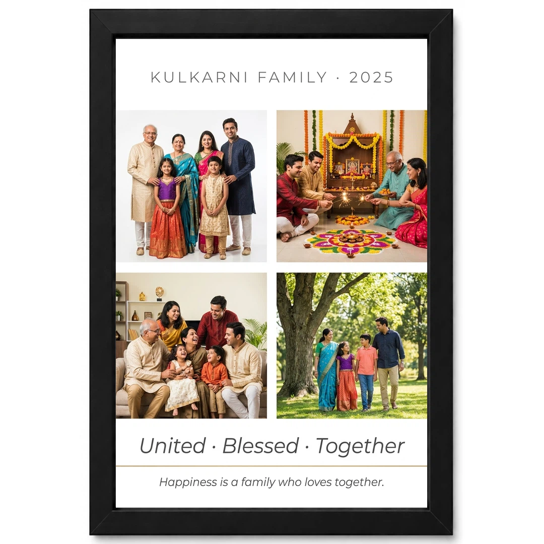 Family Frame Design Vintage Rustic Wood Tone Heritage Photo Frame