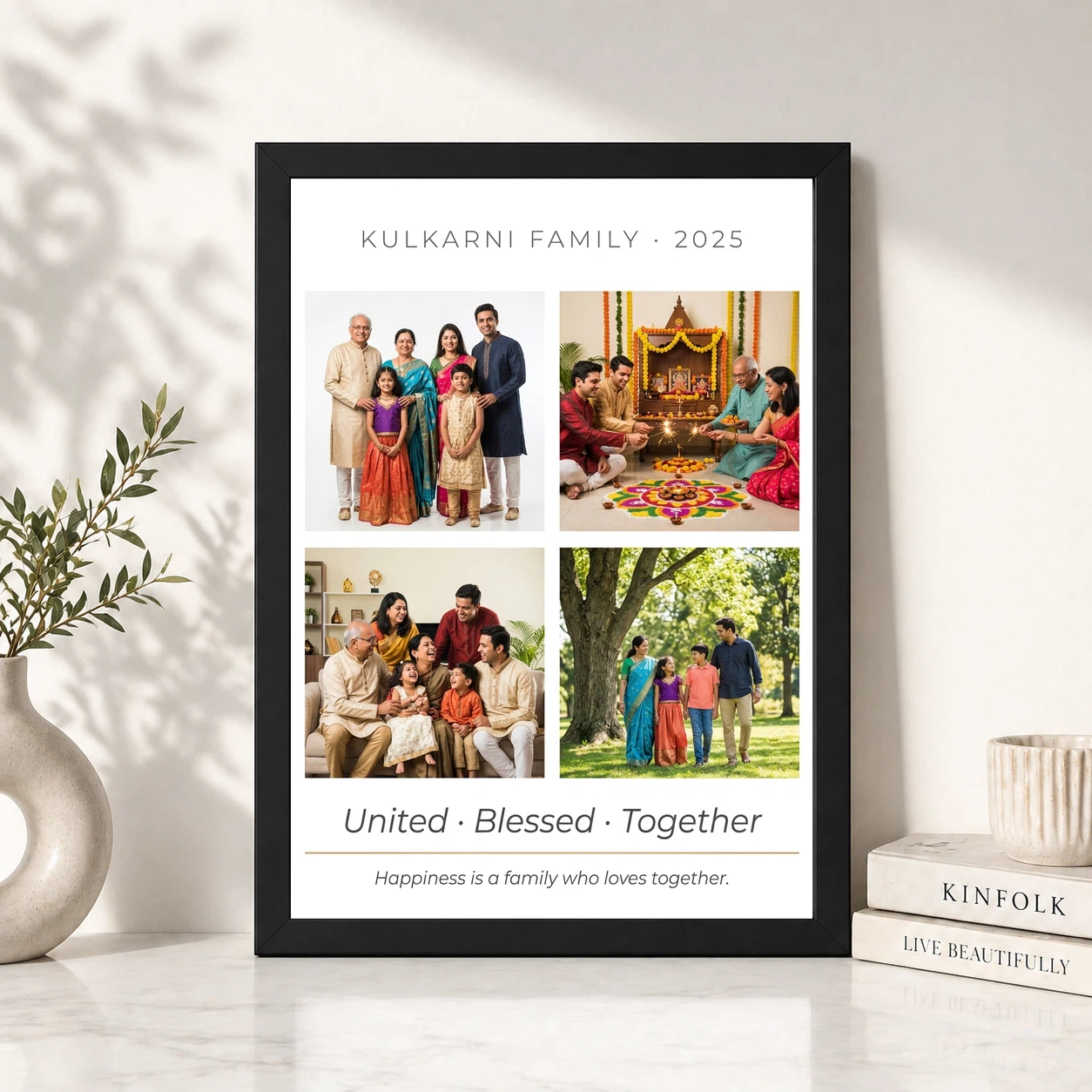 Family Frame Design Vintage Rustic Wood Tone Heritage Photo Frame, view 4