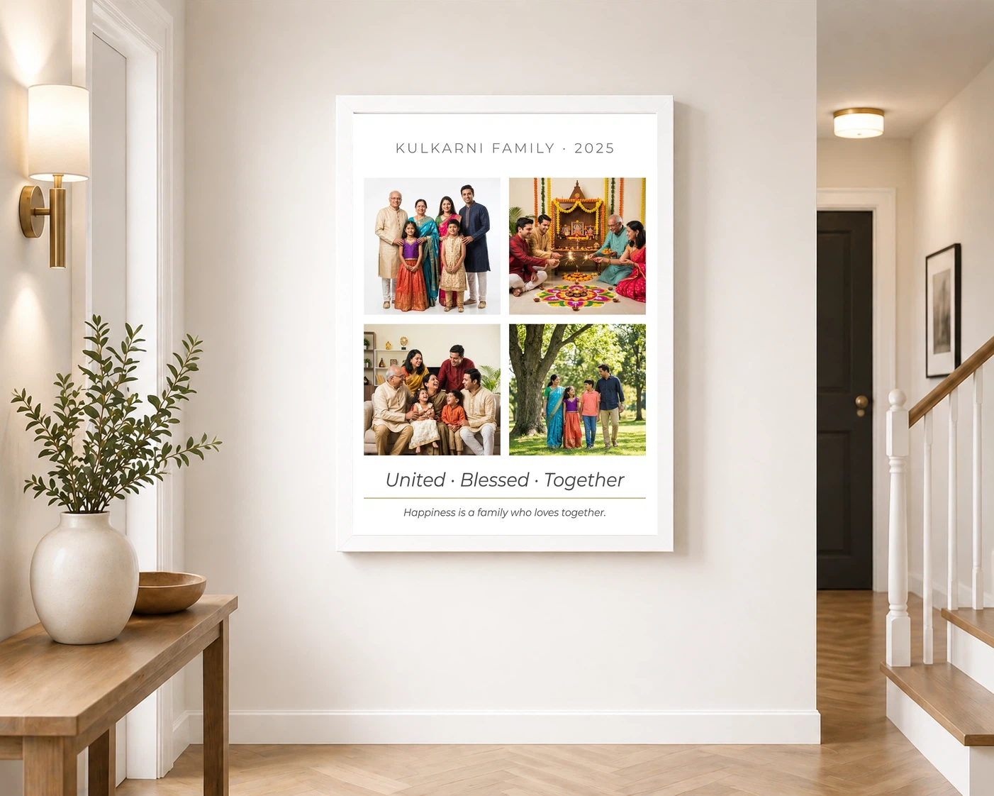 Family Frame Design Vintage Rustic Wood Tone Heritage Photo Frame, view 6