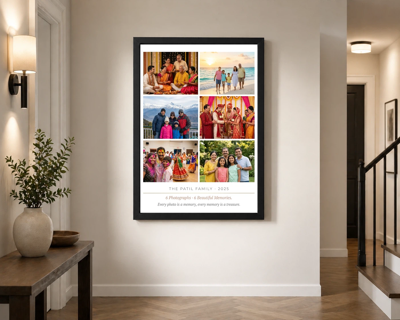 Family Multi Photo Frame Black Minimal Premium Gallery Photo Frame, view 2