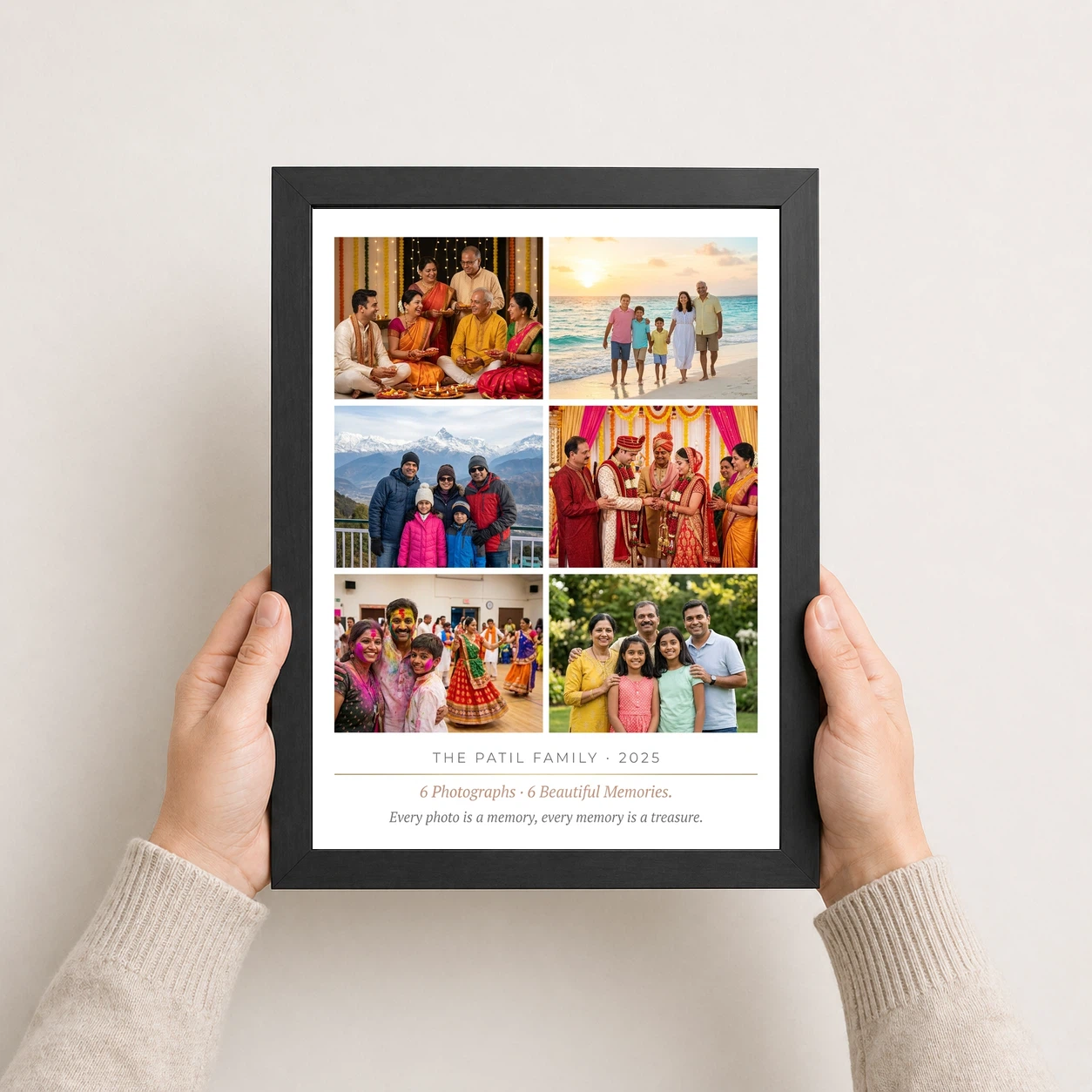Family Multi Photo Frame Black Minimal Premium Gallery Photo Frame, view 3