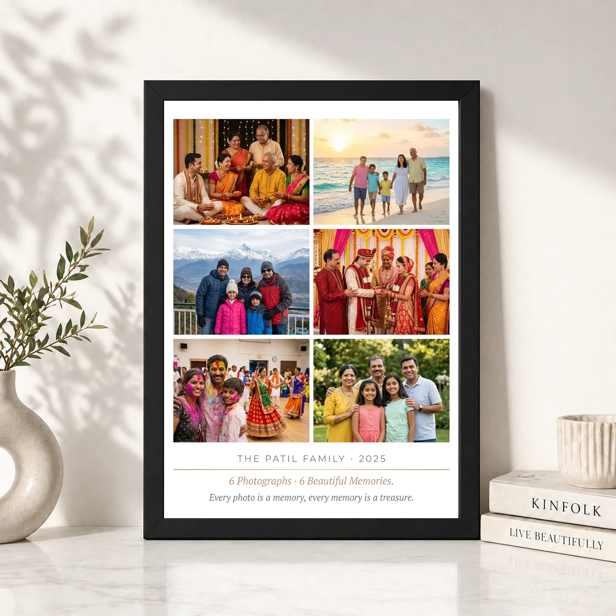 Family Multi Photo Frame Black Minimal Premium Gallery Photo Frame, view 4