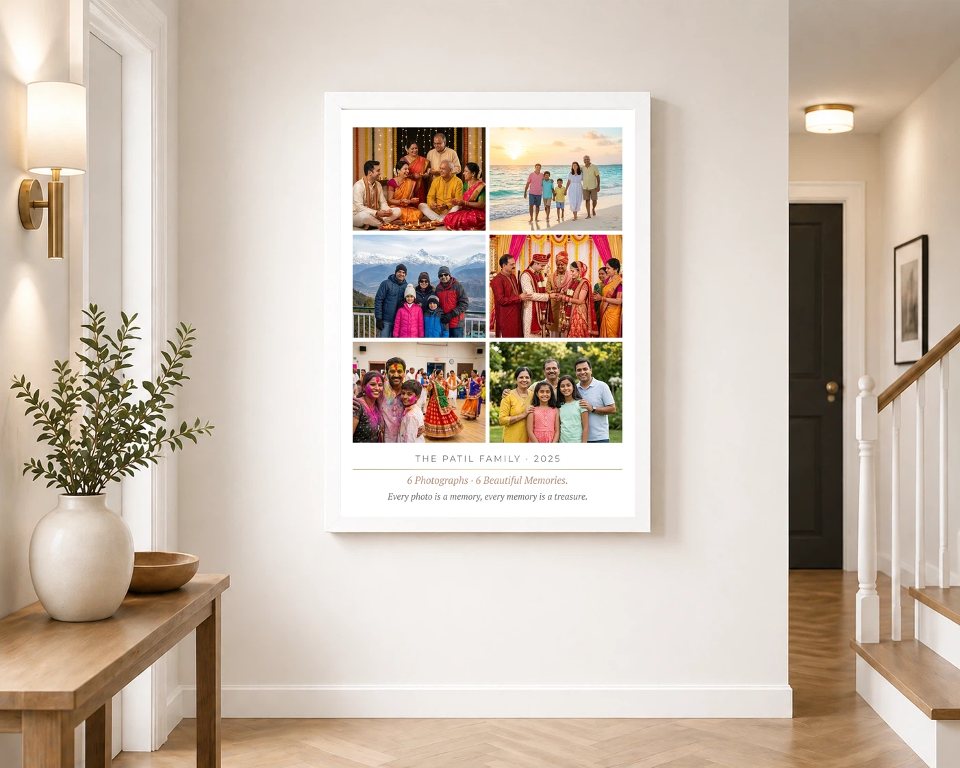 Family Multi Photo Frame Black Minimal Premium Gallery Photo Frame, view 6