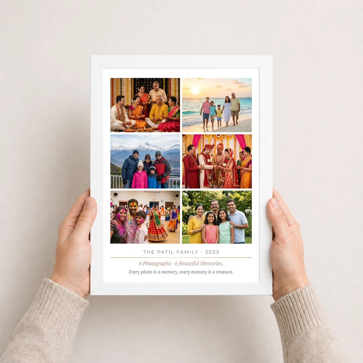 Family Multi Photo Frame Black Minimal Premium Gallery Photo Frame, view 7