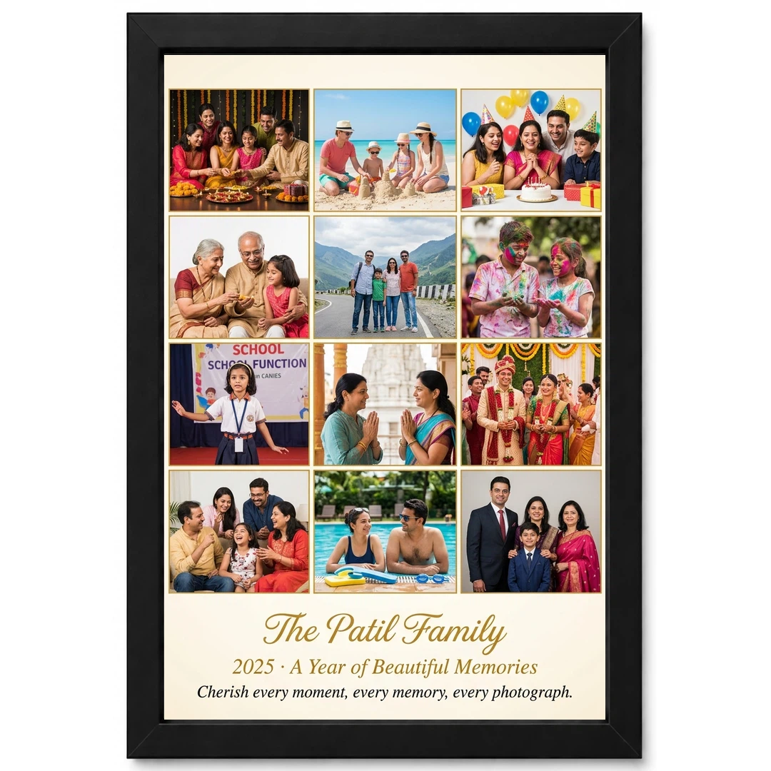 Family Multi Photo Frame Collage Grid Warm Memories Photo Frame
