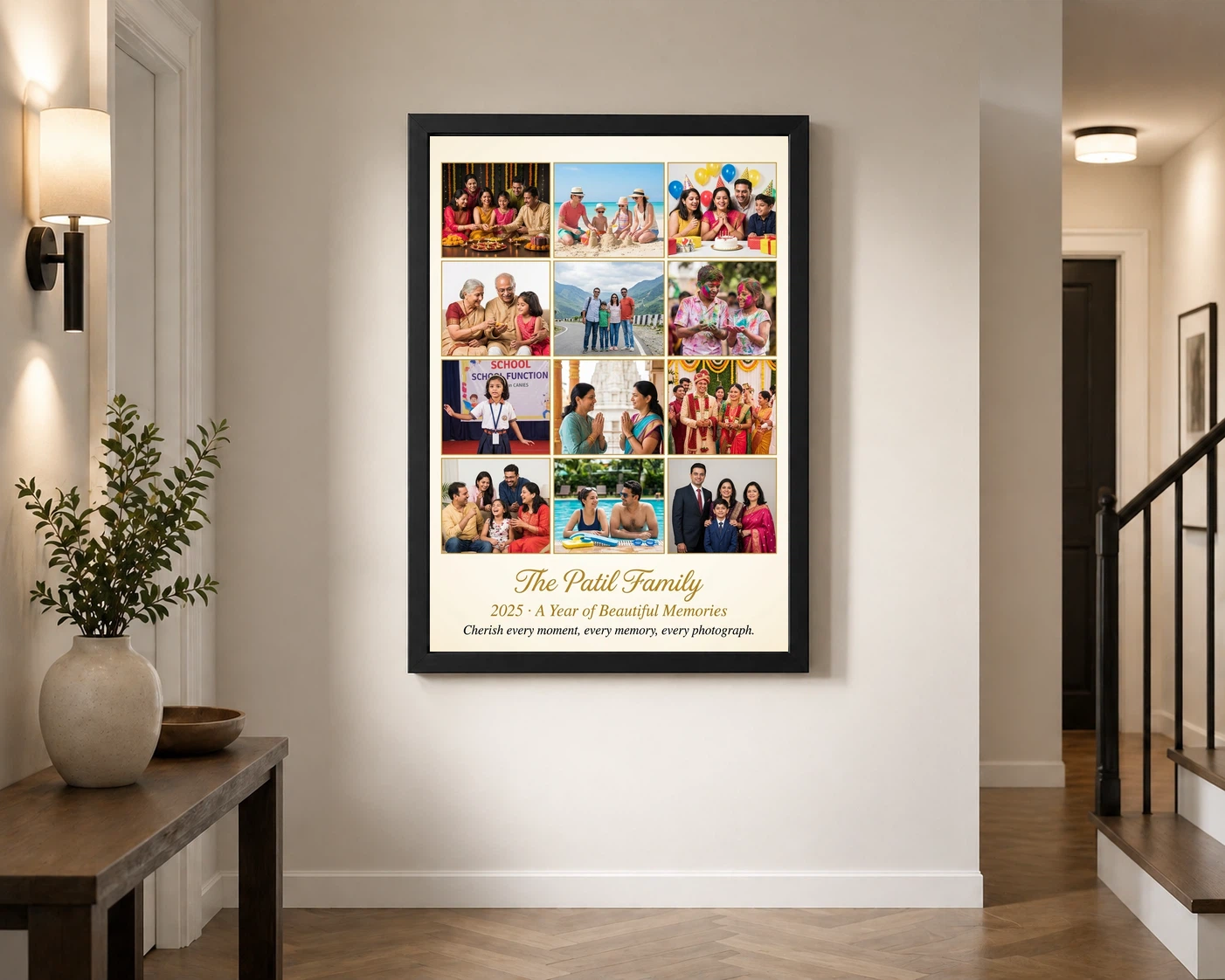 Family Multi Photo Frame Collage Grid Warm Memories Photo Frame, view 2