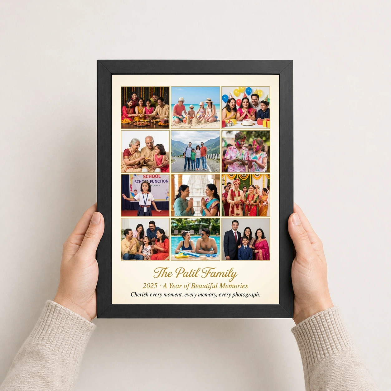 Family Multi Photo Frame Collage Grid Warm Memories Photo Frame, view 3