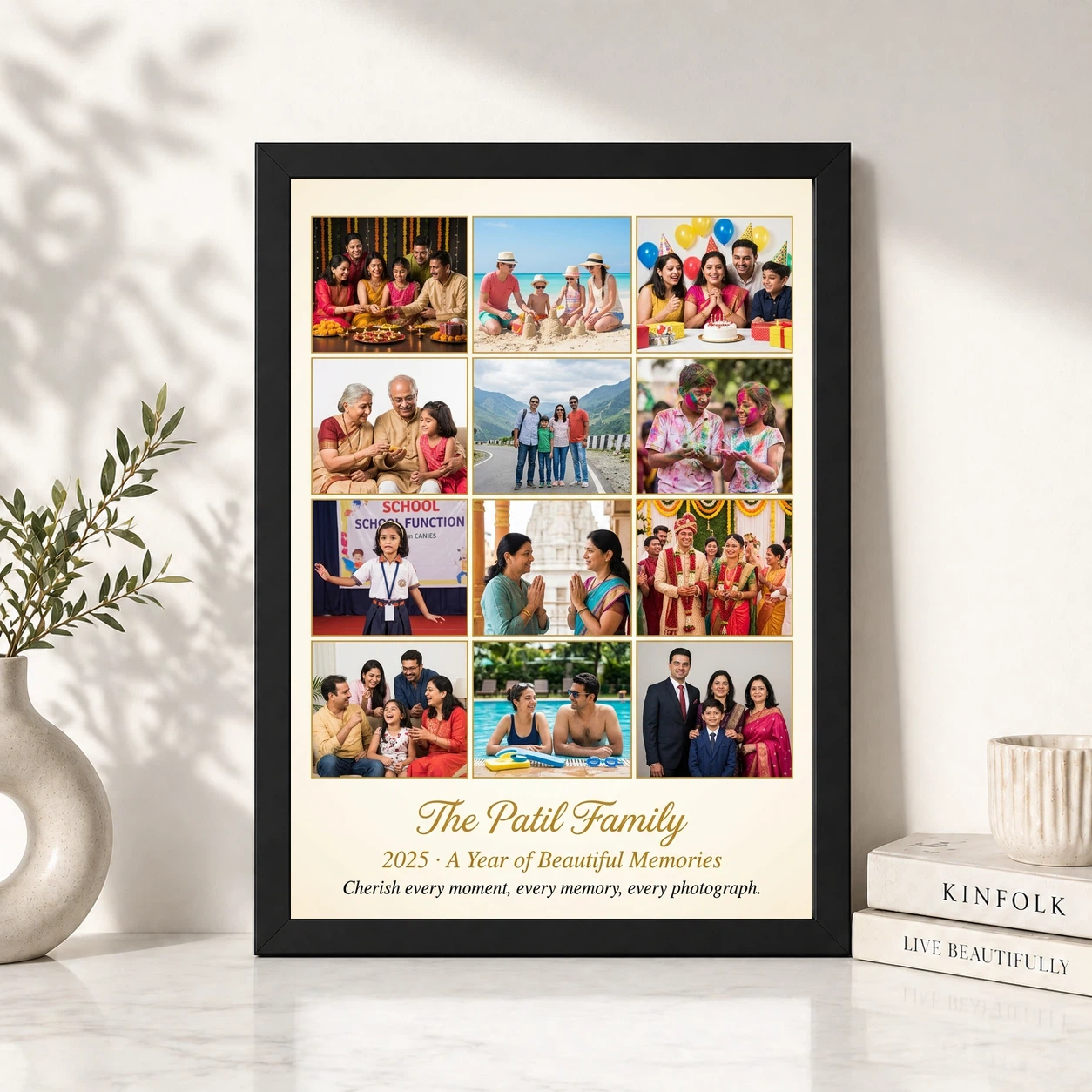Family Multi Photo Frame Collage Grid Warm Memories Photo Frame, view 4