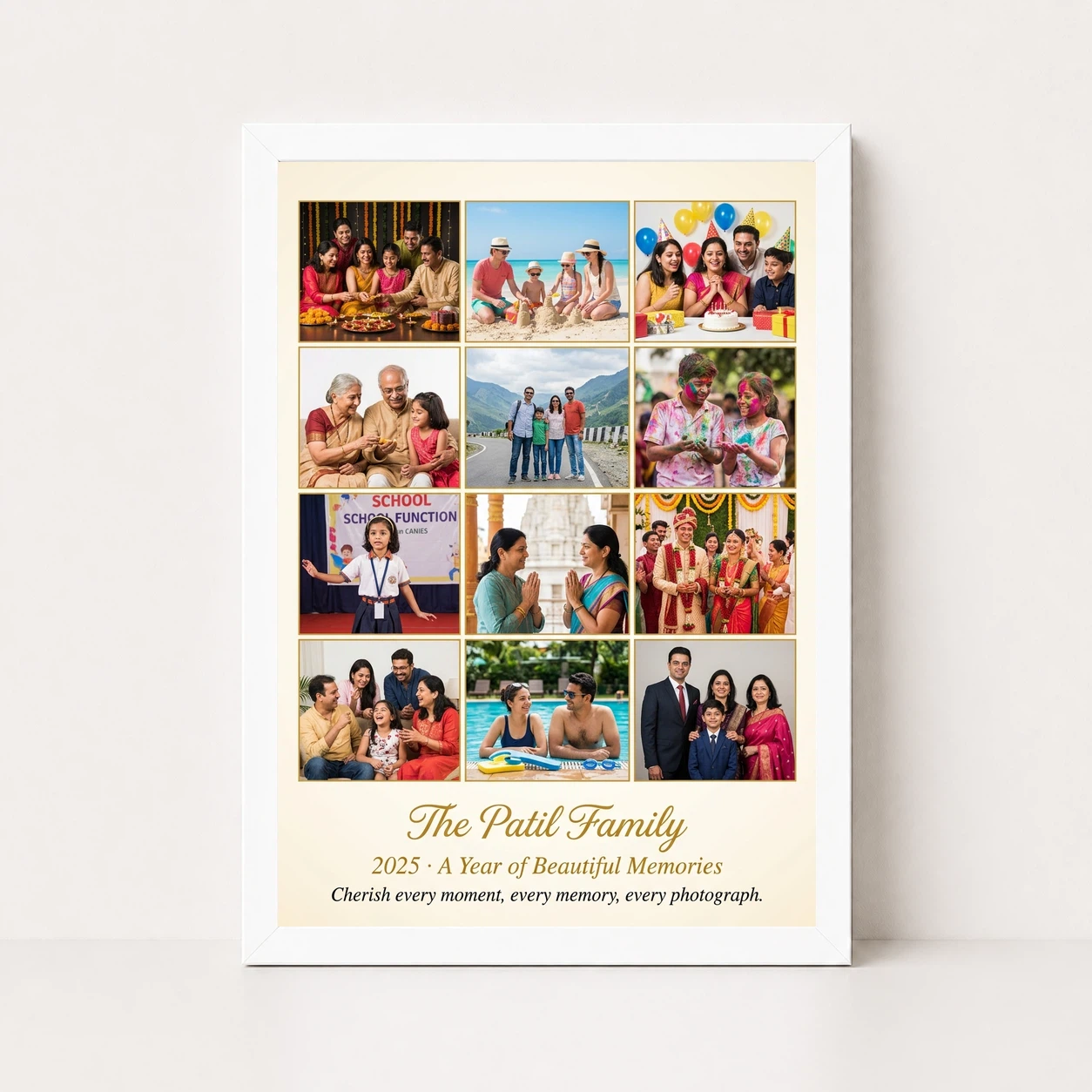 Family Multi Photo Frame Collage Grid Warm Memories Photo Frame, view 5