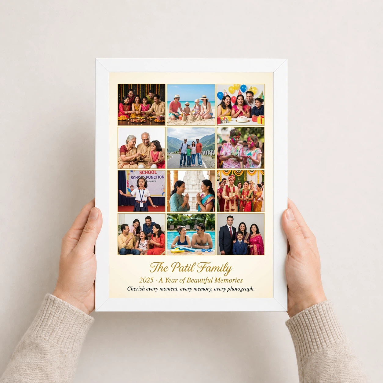 Family Multi Photo Frame Collage Grid Warm Memories Photo Frame, view 7