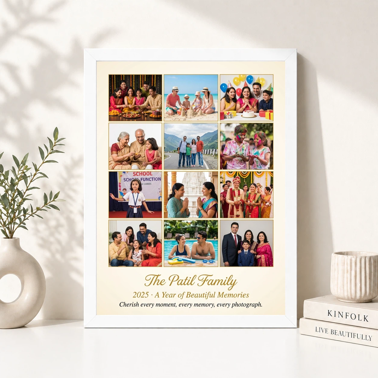 Family Multi Photo Frame Collage Grid Warm Memories Photo Frame, view 8