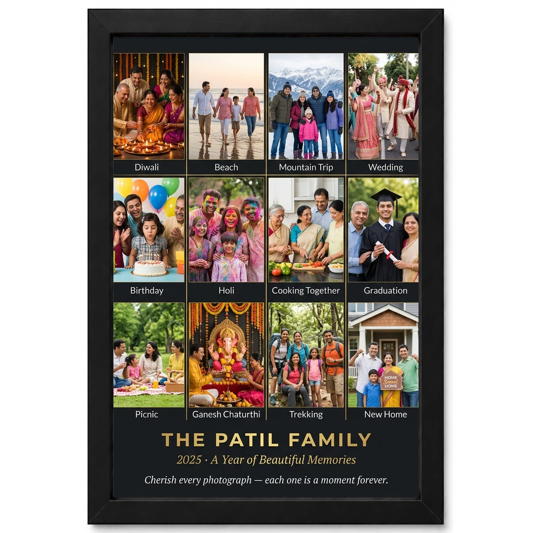 Family Multi Photo Frame Pastel Love Story Collage Wall Photo Frame