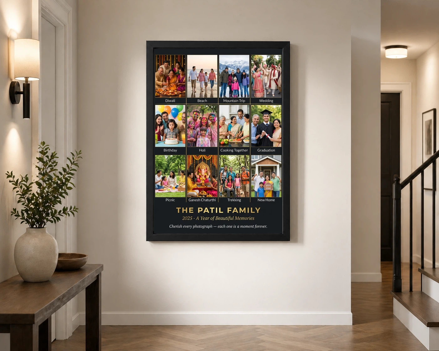 Family Multi Photo Frame Pastel Love Story Collage Wall Photo Frame, view 2