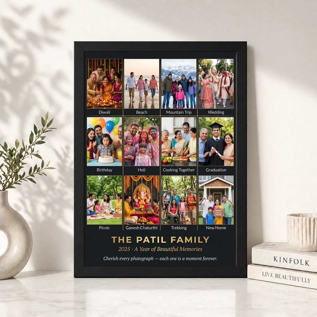 Family Multi Photo Frame Pastel Love Story Collage Wall Photo Frame, view 4