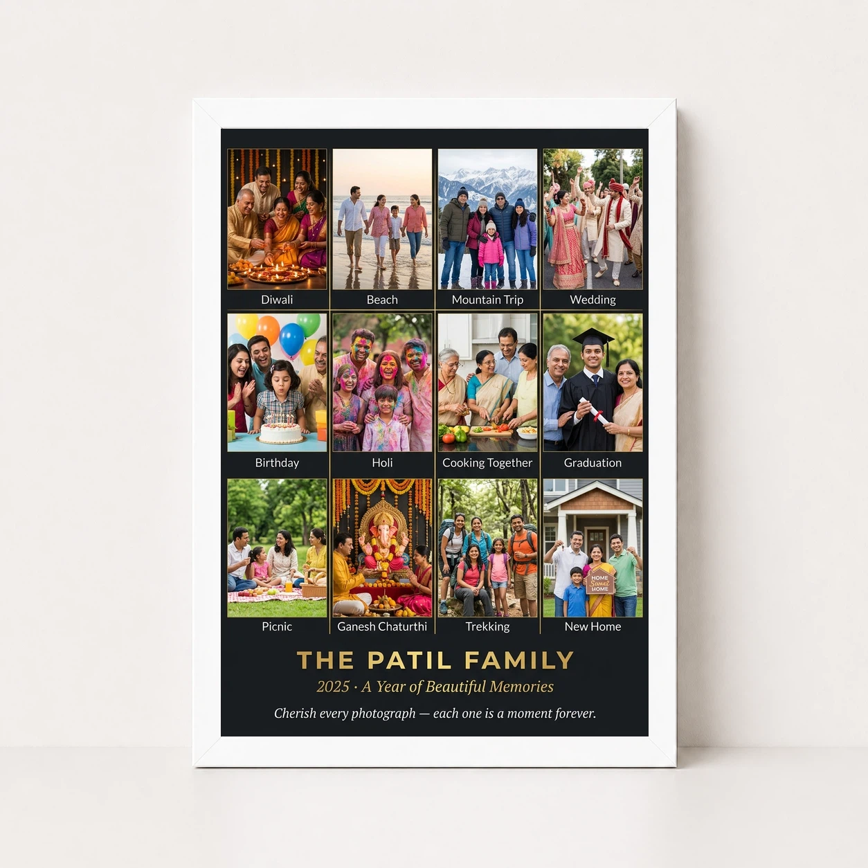 Family Multi Photo Frame Pastel Love Story Collage Wall Photo Frame, view 5