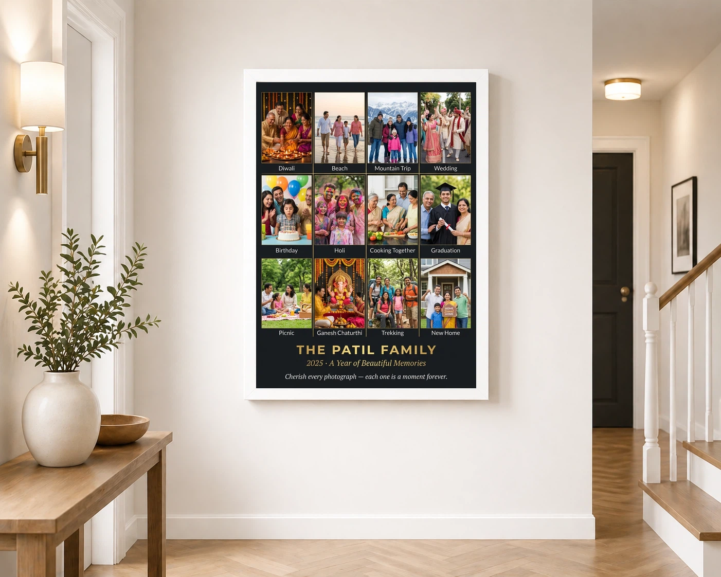 Family Multi Photo Frame Pastel Love Story Collage Wall Photo Frame, view 6