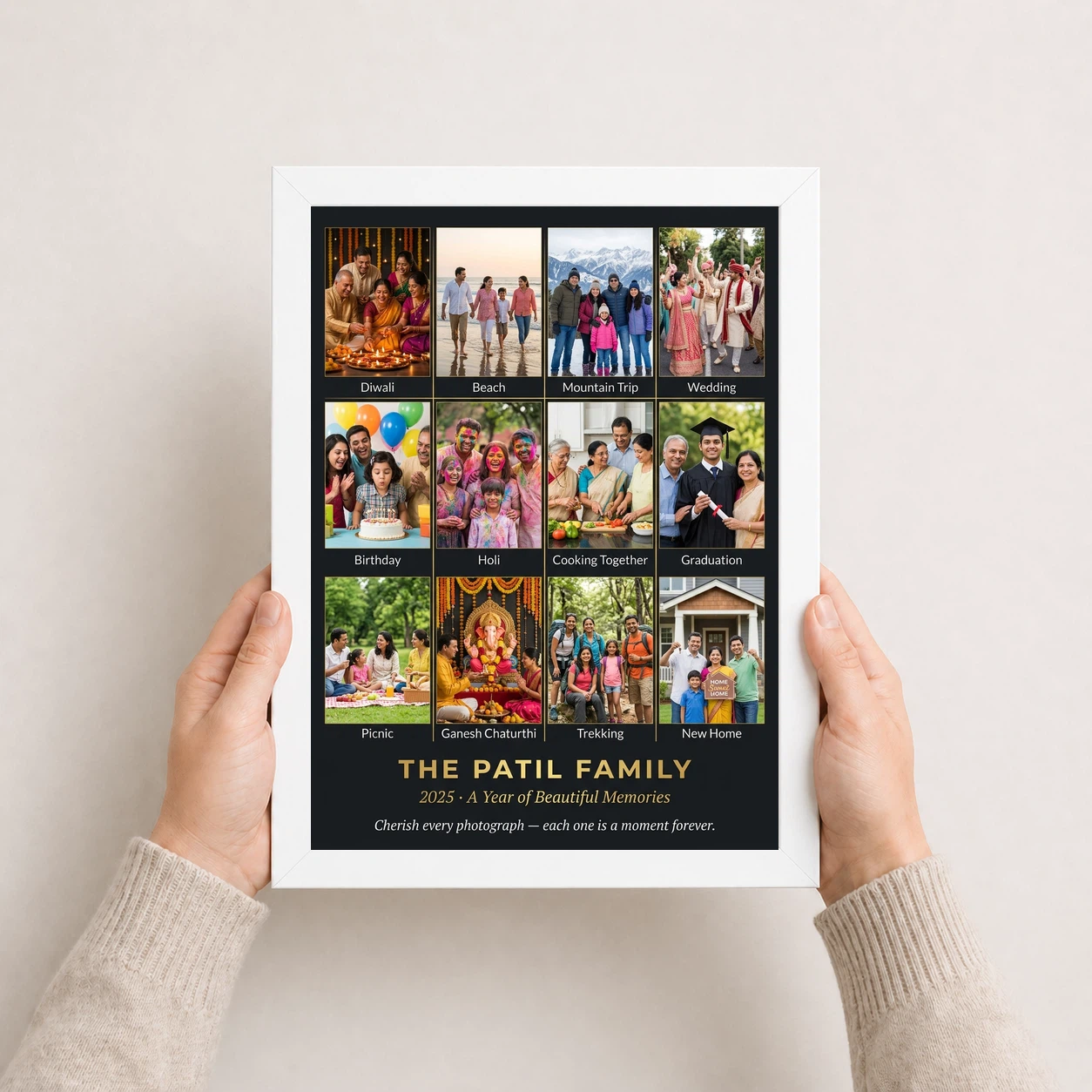 Family Multi Photo Frame Pastel Love Story Collage Wall Photo Frame, view 7