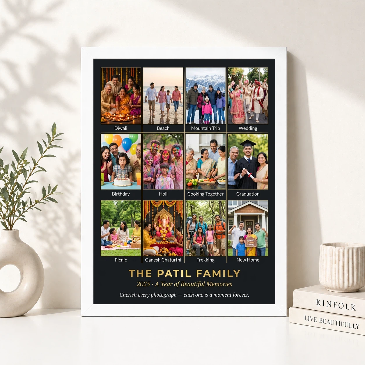 Family Multi Photo Frame Pastel Love Story Collage Wall Photo Frame, view 8