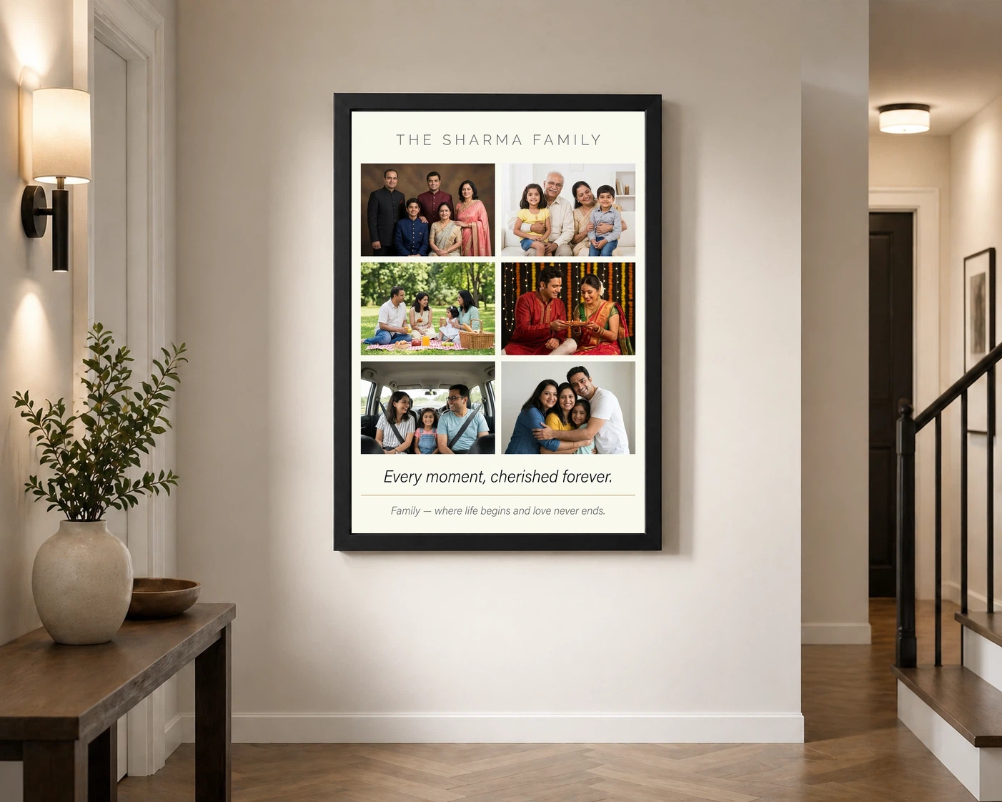 Family Photo Frame Collage Floral Elegant Keepsake Photo Frame, view 2