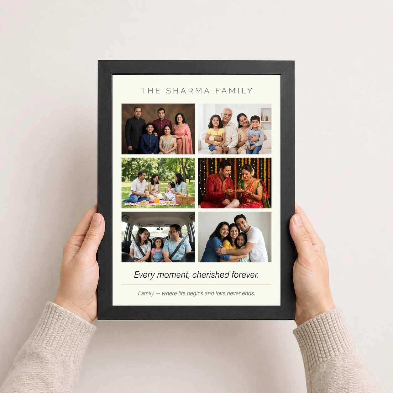 Family Photo Frame Collage Floral Elegant Keepsake Photo Frame, view 3