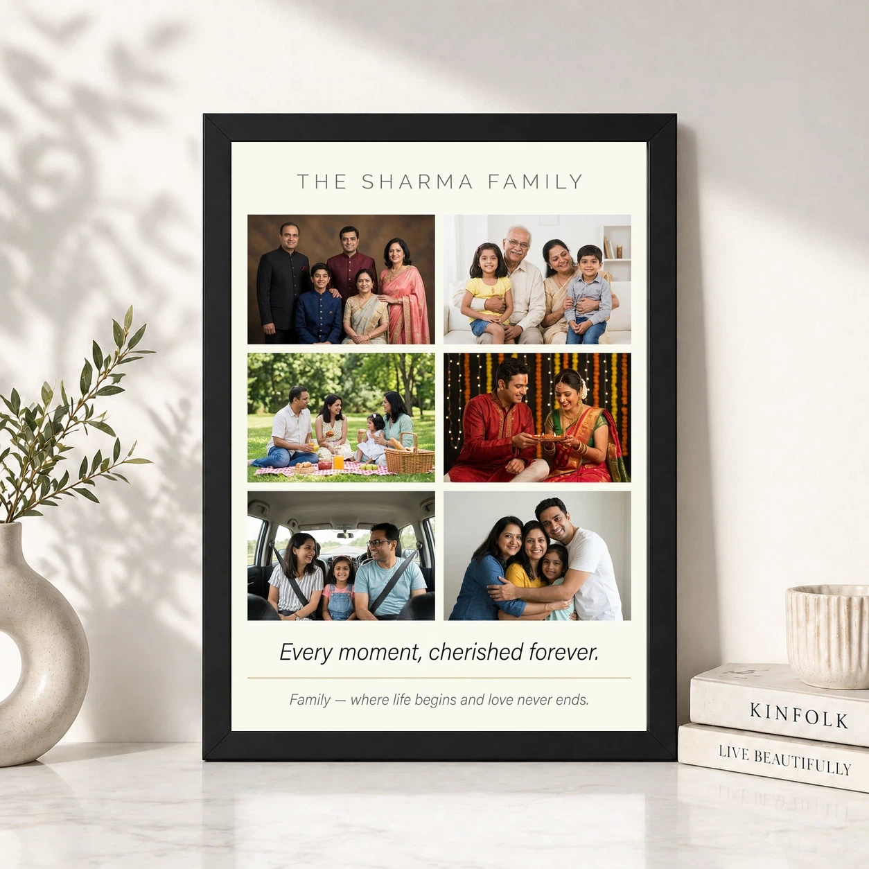 Family Photo Frame Collage Floral Elegant Keepsake Photo Frame, view 4