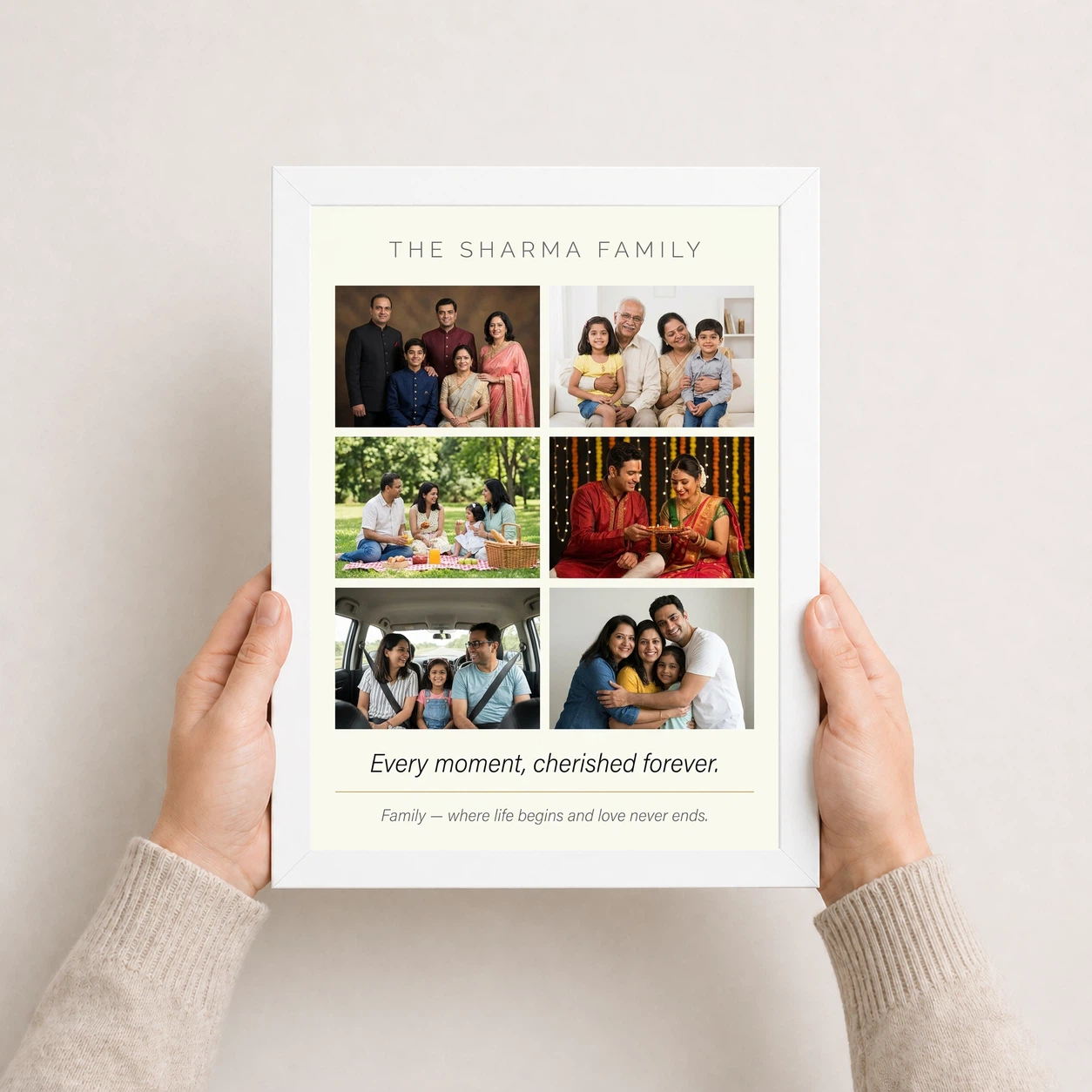 Family Photo Frame Collage Floral Elegant Keepsake Photo Frame, view 7