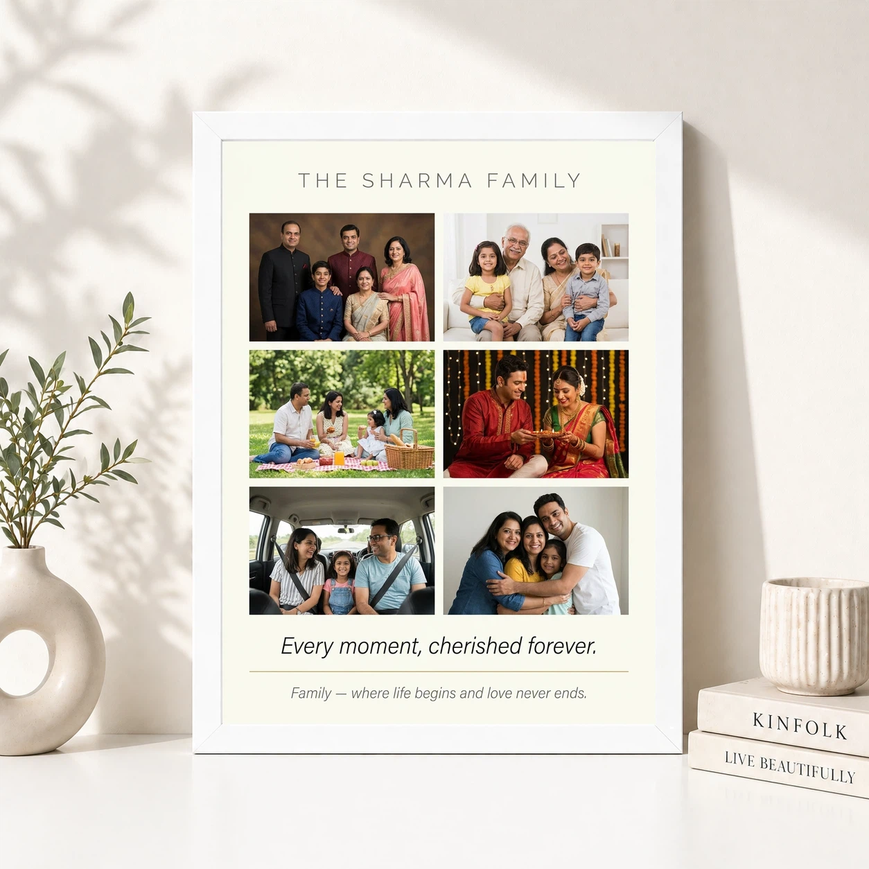 Family Photo Frame Collage Floral Elegant Keepsake Photo Frame, view 8