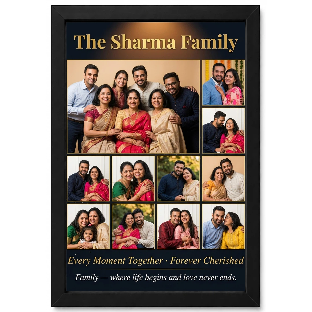 Family Photo Frame Collage Rustic Vintage Memories Photo Frame
