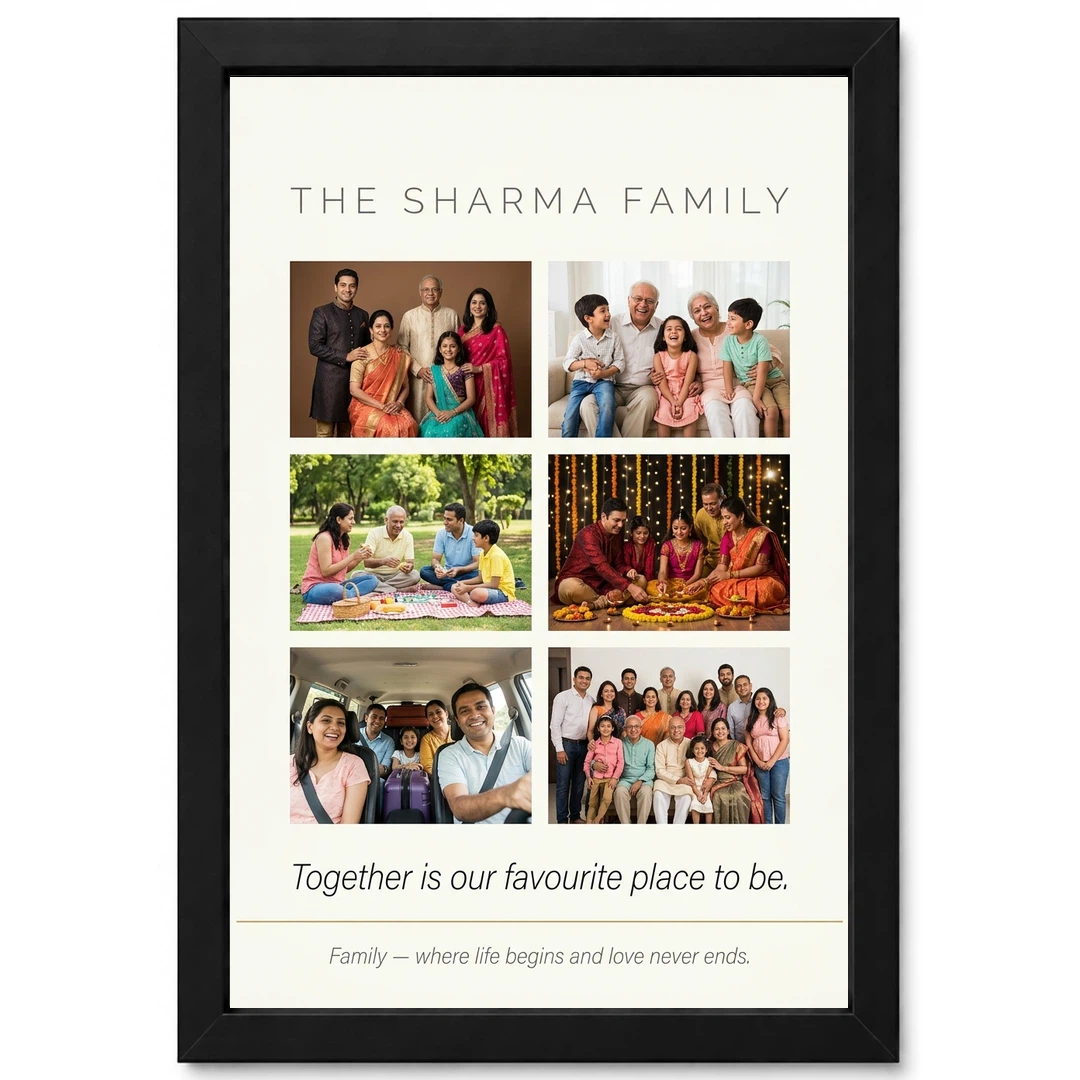 Family Photo Frame Design Black Gold Elegant Premium Photo Frame