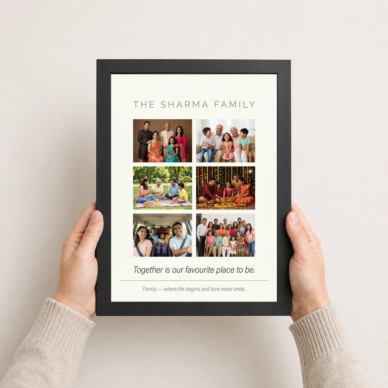 Family Photo Frame Design Black Gold Elegant Premium Photo Frame, view 3
