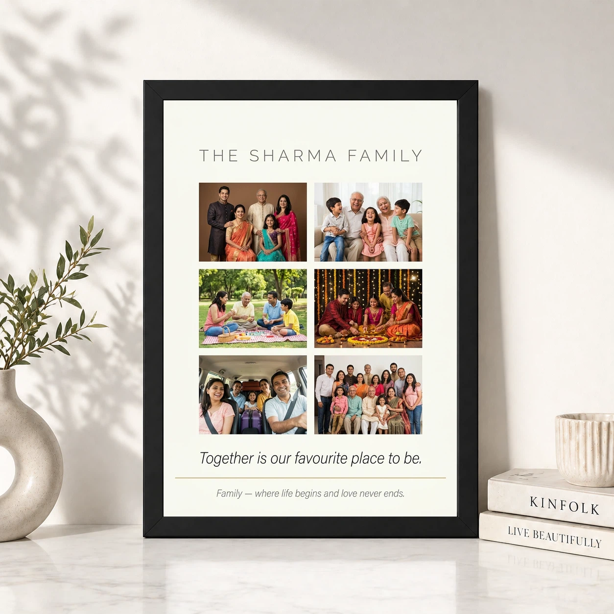 Family Photo Frame Design Black Gold Elegant Premium Photo Frame, view 4