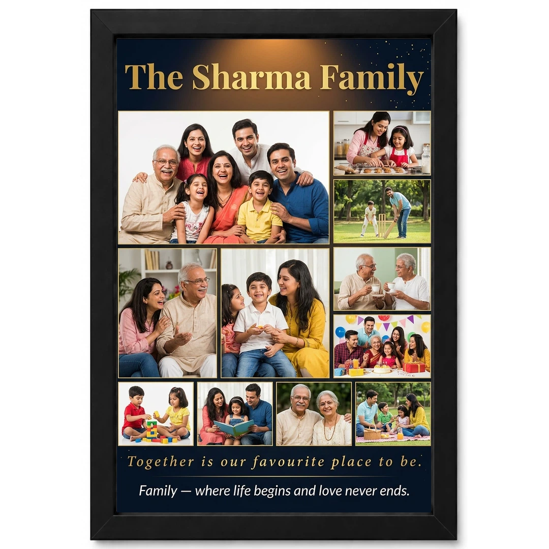 Family Photo Frame Design Bold Colorful Vibrant Wall Art Photo Frame