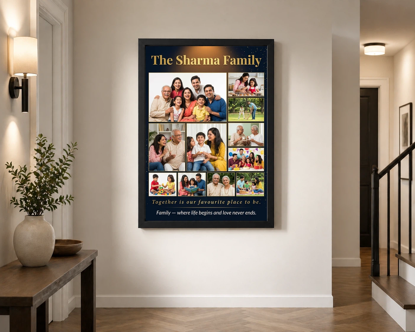 Family Photo Frame Design Bold Colorful Vibrant Wall Art Photo Frame, view 2