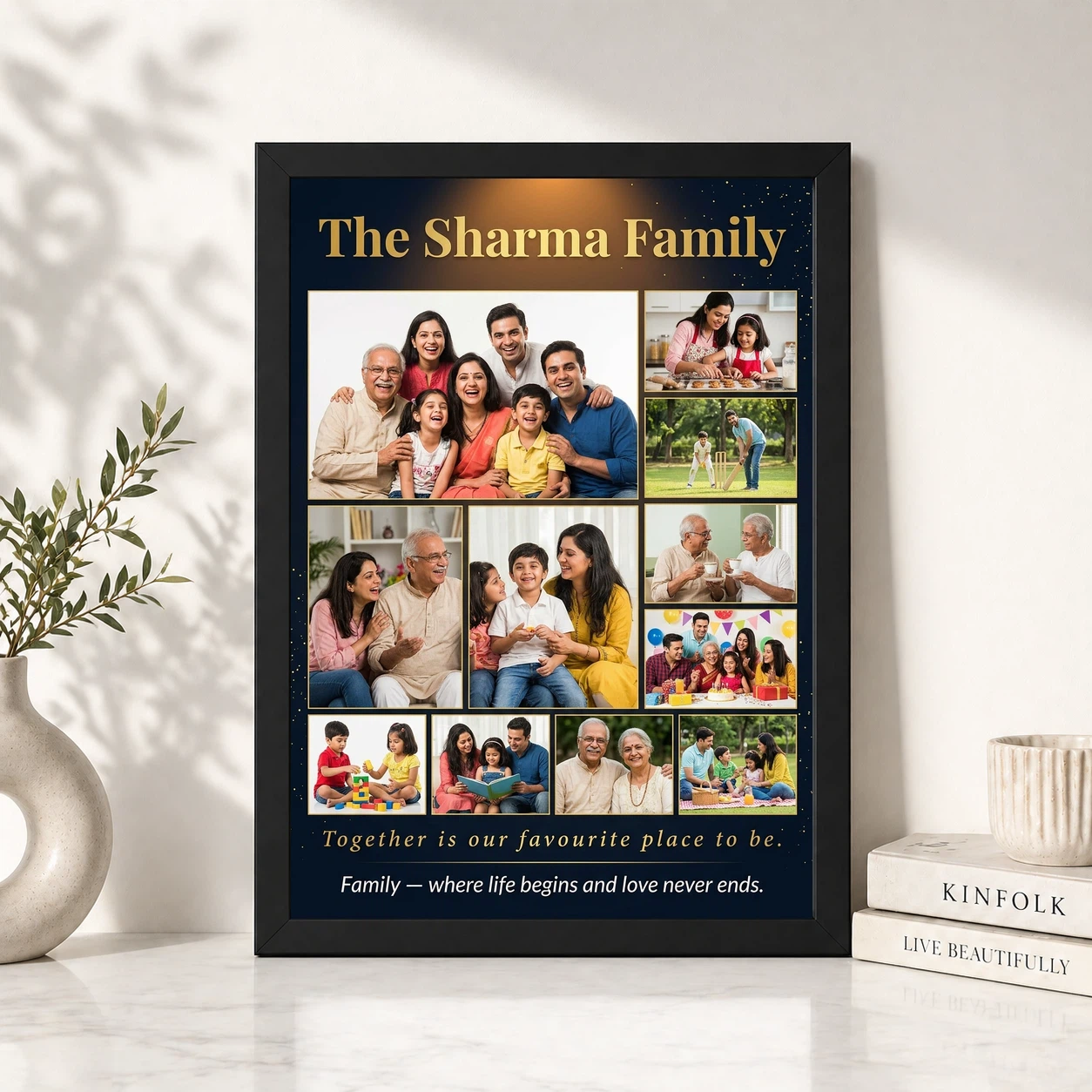 Family Photo Frame Design Bold Colorful Vibrant Wall Art Photo Frame, view 4