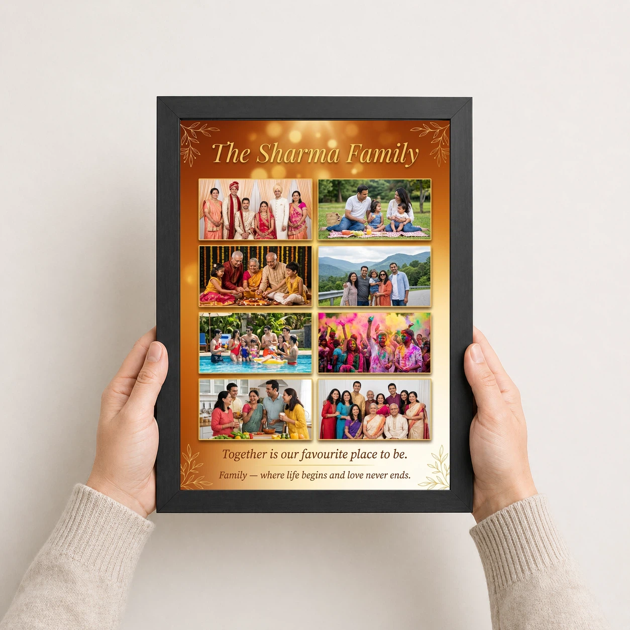 Family Photo Frame Design Pastel Soft Floral Portrait Photo Frame, view 3