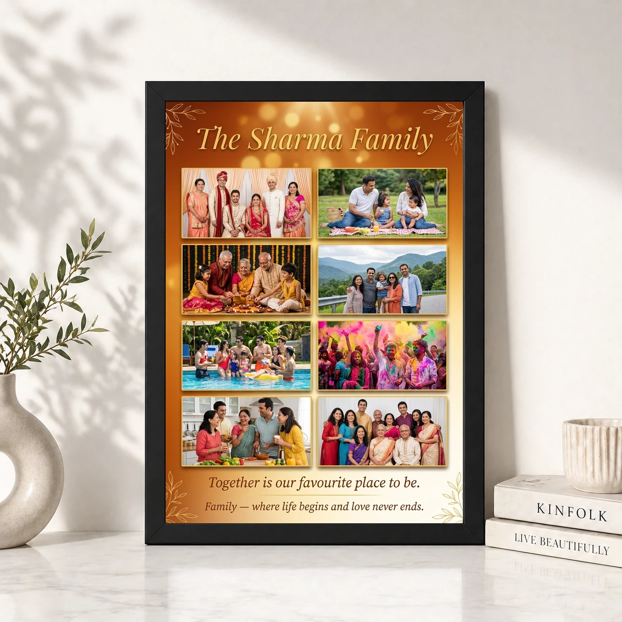 Family Photo Frame Design Pastel Soft Floral Portrait Photo Frame, view 4