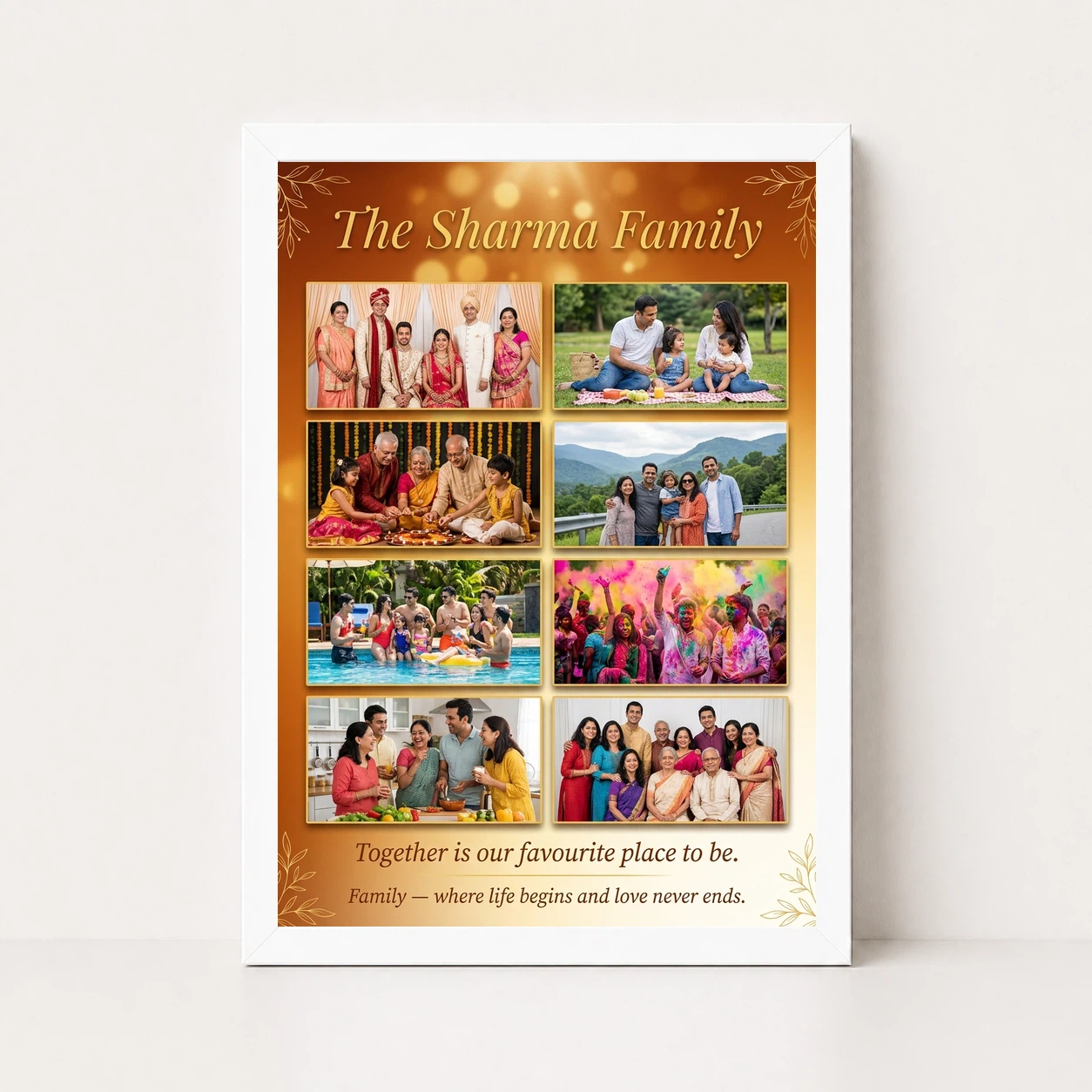 Family Photo Frame Design Pastel Soft Floral Portrait Photo Frame, view 5