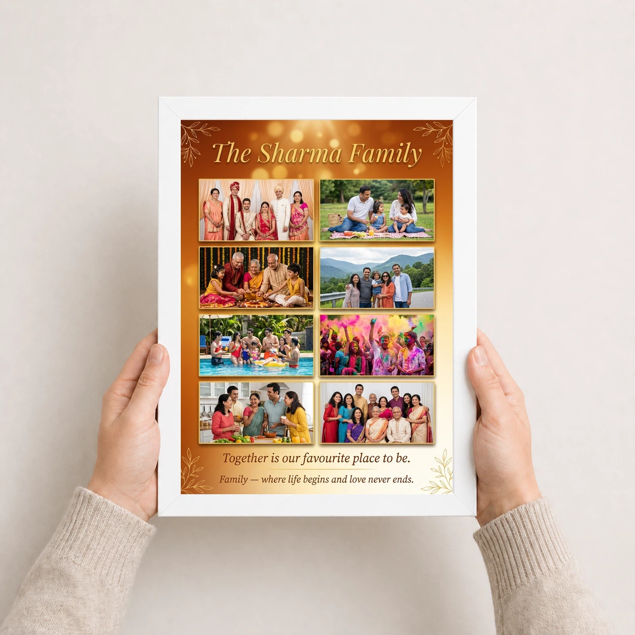 Family Photo Frame Design Pastel Soft Floral Portrait Photo Frame, view 7