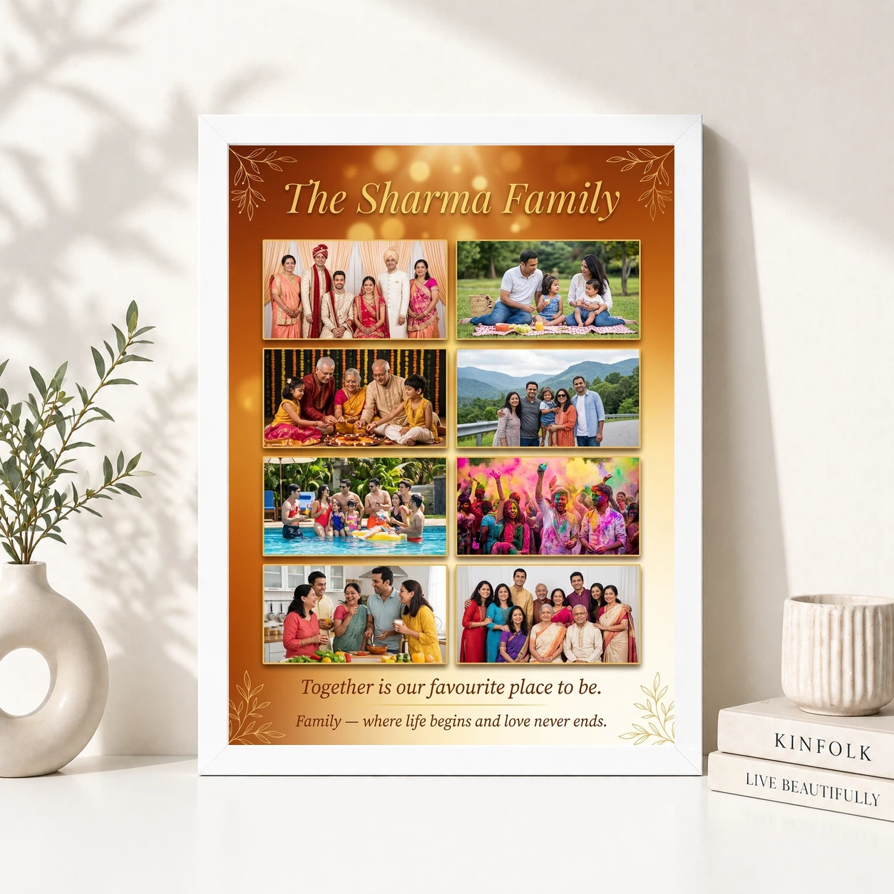 Family Photo Frame Design Pastel Soft Floral Portrait Photo Frame, view 8